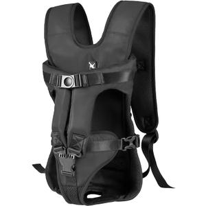 Adjustable Pet Front Carrier Backpack, Hands-Free Dog & Cat Travel Bag for Small & Medium Pets Easy-Fit Puppy Travel Backpack (Black)