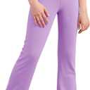 Haloumoning Girls Flare Leggings Kids Casual High Waisted Stretchy Wide Leg Pants Bell Bottoms 5-14 Years, 150