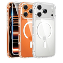 FNTCASE for iPhone 17 Pro-Max Case: Clear Magnetic Phone Cases with Screen Protector Compatible with Magsafe Slim Anti Yellowing Rugged Shockproof Protective Transparent Cell Cover (A-Clear)