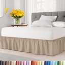 Wrap Around Dust Ruffle Bed Skirt - Cream - for King Size Beds with 21 Inch Drop - Easy Fit Elastic Strap - Adjustable Pleated Bedskirt w/Brushed Fabric - Wrinkle Free - for Women, Men, Kids & Teens