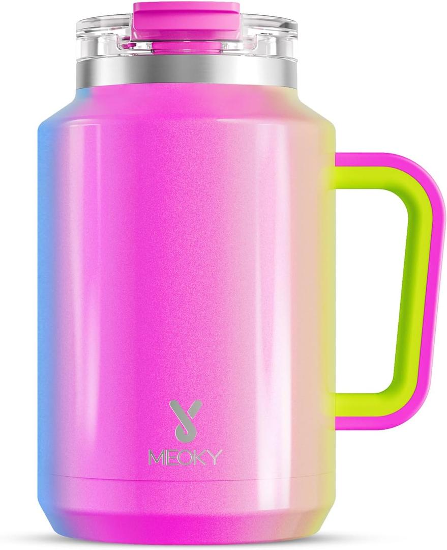 Meoky 40 oz Tumbler with Handle, Stainless Steel Vacuum Insulated Tumbler with Lid and Straw, Keeps Cold for 34 Hours, 100% Leak-proof, BPA-Free (Carnival)