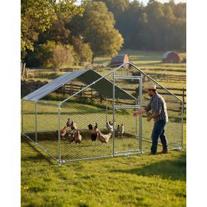 Chicken Run - Metal Chicken Coop with Waterproof & Anti-UV Cover, Outdoor Run 13.1 x 9.8 x 6.4 Ft