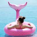 Jasonwell Giant Inflatable Mermaid Tail Pool Float with Fast Valves Summer Beach Swimming Pool Party Lounge Raft Decorations Toys for Adults Kids (Pink)