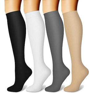 CHARMKING 4 Pairs Compression Socks for Women and Men, S/M