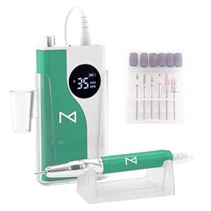 M – Ying Yang Brushless Nail Drill 35K RPM | Pro Cordless Efile 85W | Rechargeable USBC Fast Charging | Portable Aluminum Alloy Shell | Quiet Low Vibration Tool for Acrylic Gel Nails (Green)