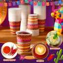 200 Pcs Fiesta Paper Cups Mexican Serape Disposable Beverage Cups Snack Dessert Ice Cream Soup Bowls Cinco De Mayo Party Favor for Chili Cook off Birthday Taco Wedding Christmas(9 oz)