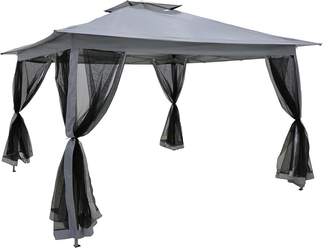 Elevon 11x11 FT Pop-Up Gazebo Tent with Netting, Instant Outdoor Canopy Shelter with UV Protection & Ventilation and 4 Side Walls for Commercial Events, Party, Backyard BBQ, Camping