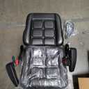 Universal Adjustable Forklift Seat with Safety Belt and Armrest, Adjustable Backrest and Slide Rail Waterproof PVC Mower Seat, for Tractor Excavator, Forklift, Skid Loader, Backhoe Dozer Telehandler (18.5x16.5x19")