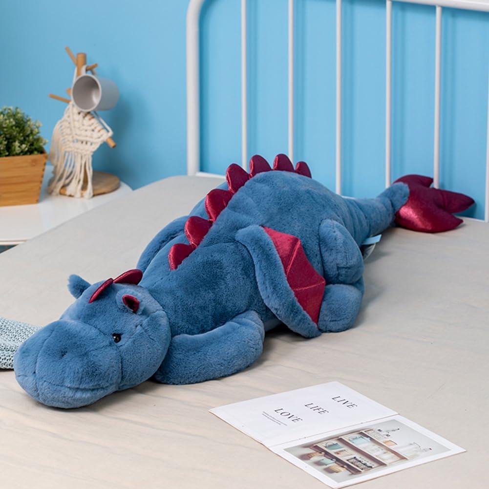 Weighted Dragon Stuffed Animal, Soft and Sturdy Weighted Stuffed Animals for Kids and Adults, Medium Blue Dragon Stuffed Animal(35.4" 5Lbs)
