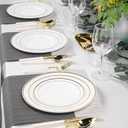 200PCS White Plastic Plates with Gold Rim, Disposable Heavy Duty Plastic Plate, 100 Dinner and 100 Dessert Plates for Party and Wedding