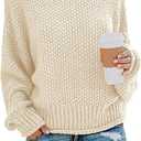 ZESICA Women's Turtleneck Batwing Sleeve Loose Oversized Chunky Knitted Pullover Sweater Jumper Tops (Beige, M)