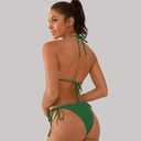 Cheeky Triangle Bikini Sets for Women Sexy String Bathing Suit 2 Piece (Green, L)