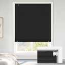 LazBlinds No Tools No Drill Cordless 1" Vinyl Mini Blinds, 100% Blackout Blinds for Indoor Windows, Room Darkening Privacy Window Blinds and Shades for Interior, 36" W x 64" H, Black