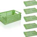 6 Pack Mini Foldable Small Plastic Baskets for Organizing and Storage，Collapsible Storage Crates, Mini Bins for Home Kitchen Bedroom Bathroom Office (Green, Small 6x4x2.2)