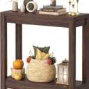 Besiost Small Farmhouse Wood Entryway Table Narrow Console Table with Storage Behind Couch Sofa Table with Shelves Entry Way Tables with Open Storage, Easy Assembly, 32" Black Walnut, 32"*31.3