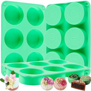 Sidosir 3Pcs Oreo Cookie Chocolate Silicone Mold, 6-Cavity Round Cylinder Oreo Chocolate Cover Molds for Candy, Silicone Baking Molds for Mini Cakes, Jelly