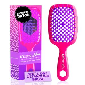 FHI Heat UNbrush Detangling Brush for Pain-Free Brushing on All Wet or Dry Hair Types  Durable DuoFlex Anti-Static Bristles, Lightweight Handle, Vented Hair Brush (1 Count (Pack of 1), Pink Burst)