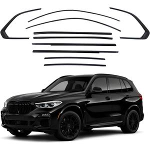 Stainless Steel Window Trim Chrome Delete 10Pcs Compatible with BMW X5 G05 2019-2026 Glossy Black Weatherstrip Window Moulding Strip Trim Blackout Kit