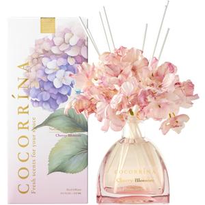 COCORRNA Reed Diffuser - 8.5 Oz Cherry Blossom Reed Diffuser with 8 Sticks for Home Bathroom Shelf Decor (Simple Luxe Collection)