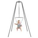 Jolly Jumper Elite (Grey) Baby Exerciser - Sturdy Frame, 6 ft Tall Stand Baby Jumper, Indoor and Outdoor Exercise Saddle Seat, Adjustable Height, for Infants up to 28 lbs