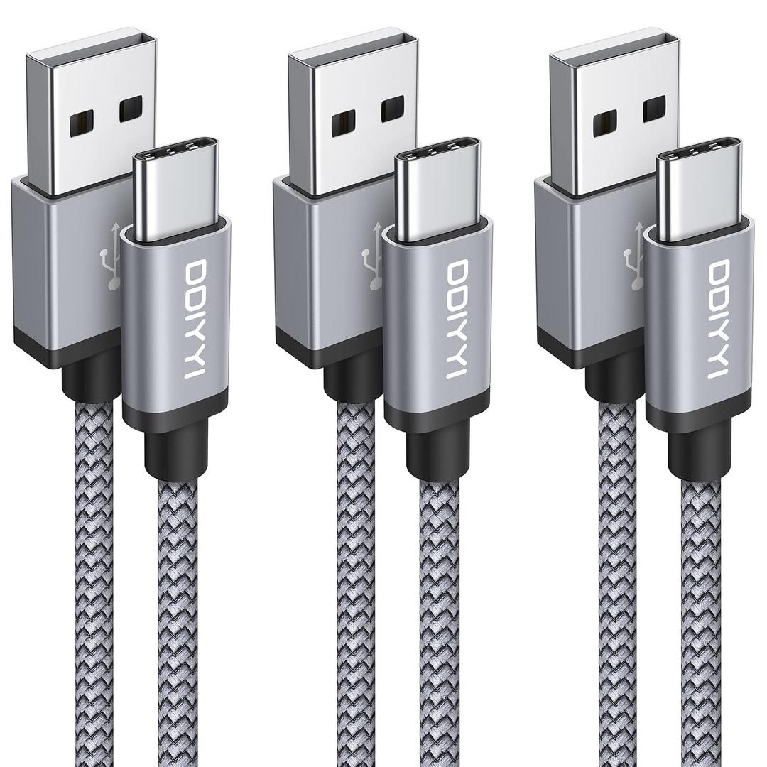 USB C Cable 10 ft/3m, 3Pack Long USB A to USB C Cable 10ft Fast Charging Cord Braided for iPhone 17 Air 17 Pro Max, 16e iPhone 16 15 Pro Max Plus, Samsung S25 S24 S23, USBC Charger Cable 10 ft (Grey)