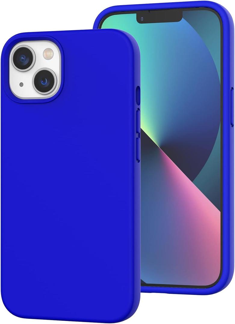 K TOMOTO Compatible with iPhone 13 Case, [Drop Protection] [Anti-Scratch] Shockproof Liquid Silicone Anti-Fingerprint Cover with Microfiber Lining Phone Case for iPhone 13 6.1" (2021), Klein Blue