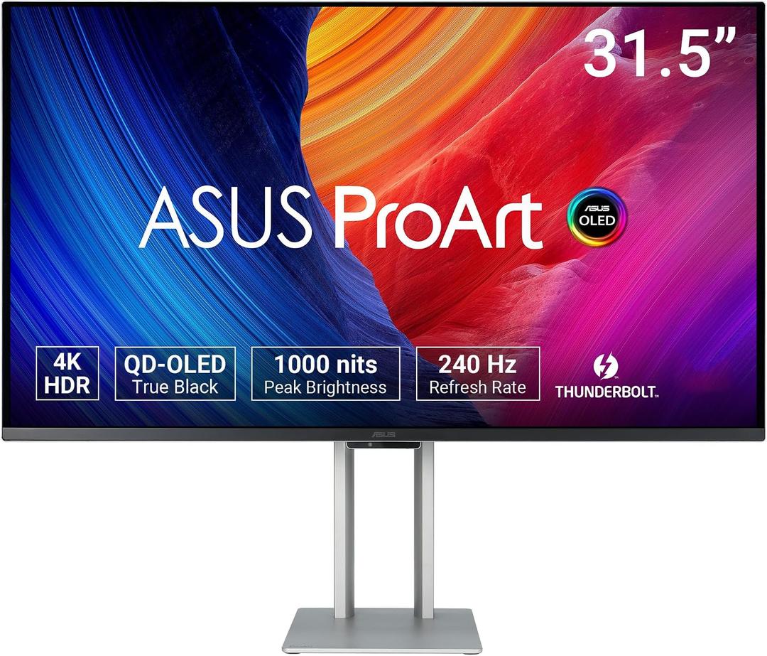 ASUS ProArt PA32UCDM 32 Inch 4K 240Hz OLED Professional Monitor for Mac | QD OLED, Delta E<1, Thunderbolt 4 PD 96W, Dolby Vision, Ergonomic Stand, 99% DCI-P3, Dolby Vision, DisplayHDR True Black 400