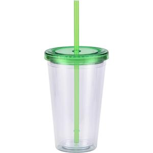 CAPIJIONG 450ml/15.5oz Double-Layer Cup With Lid, Transparent Straight Cup-K-style