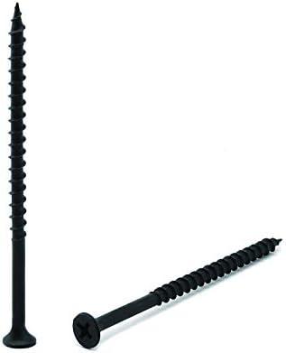 #6 x 3-1/4" Wood Screw 100PCS Black Phosphate Coated Stainless Flat Truss Head Fast Self Tapping Drywall Screws by SG TZH