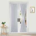 DWCN French Door Curtains  Rod Pocket Thermal Curtain for Doors with Glass Window, Kitchen and Patio Doors for Privacy, 36 X 72 Inches Long, 1 Curtain Panel with Tieback,Greyish White