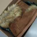 Ladies Winter Ankle Snow Boot Suede Casual Flat Fluffy Faux Fur Tassel Outdoor Women Warm Short Snowboots Imitation Fox Fur Shoes (Brown)
