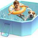 HeySplash Foldable Pool, Non Inflatable Pools for Kids and Adults, Outdoor Pool with Metal Bracket, Foldable Dog Pool Swimming Pool, Kids Pools for Backyard Outdoor Garden