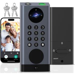 WiFi Door Lock with Camera, Deadbolt Smart Lock with Video Doorbell, Keyless Entry Door Lock with Fingerprint Keypad Code, Electronic Digital Biometric WiFi Smart Lock for Front Door