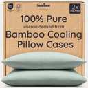 Bambaw 100% Viscose Derived from Bamboo Pillowcase Standard Size  Set of 2 Cooling Pillow Cases Standard Size, Breathable & Anti Acne Pillowcase, Cooling Pillow Cover, Envelope Closure (Sea Glass)