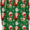 Merry Christmas Women Dresses Long Sleeve Ugly Xmas Mini Dress Snowman Christmas Tree Tunic Dresses (Green)