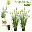 Jexine 2 Pieces Faux Plants Outdoor 4 ft Horsetail Reed Grass with Yellow Cockscomb Flower Tall Artificial Grass Plant Potted Faux Greenery Floor Plant for Housewarming Gift House Garden Lobby Outdoor