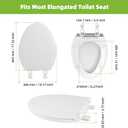 Toilet Seat Elongated with Slow Close Hinges Compatible with TOTO/Kohler/Gerber/American Standard, Universal Oval Fit, Four Bumpers Never Loosen, Two Sets Toilet Bolts and Nuts, Cotton White