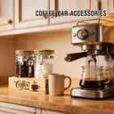 2 x Glass Coffee Canister Set with Shelf & Spoon 2 Piece Coffee Containers for Coffee Bean Storage Airtight Seal, Coffee Bar Accessories Filter Holder for Kitchen Organization