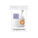 Simplehuman 100pk Custom-Fit Garbage Can Liners, White, 30L, 8 Gal, Thick Plastic, Unscented