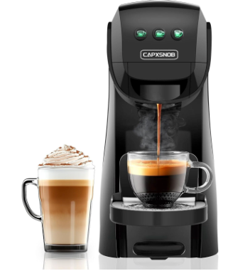 Warriors1 Single Serve Coffee Maker for Keurig K Cup, Espresso Machine for Nespresso Original, Dolce Gusto Pods, Ground Coffee, Cappuccino & Latte Coffee Machine, 20 Bar Espresso Maker, 3 Brew Sizes