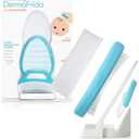 Frida Baby The 3-Step Cradle Cap System, DermaFrida The FlakeFixer, Sponge, Brush, Comb and Storage Stand for Babies with Cradle Cap, White-Blue