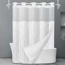 LXBNI Chevron Ringless Shower Curtain with Liner, Grey White 71 x 74
