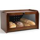 Fullin Bread Box for Kitchen Countertop, Bread Storage Container Large Capacity Bamboo Homemade Bread Boxes, Bread Food Holder Organizer with Acrylic Window for Kitchen Counter, Panry Shelf, Cabinet