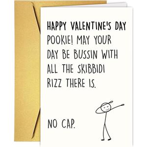 4 x Funny Gen Z Slang Meme Valentine's Day Card for Boys Girls, Humorous Valentines Day Card&Gift for Son Daughter Grandson Granddaughter Niece Nephew Boyfriend Girlfriend Teens (#10)