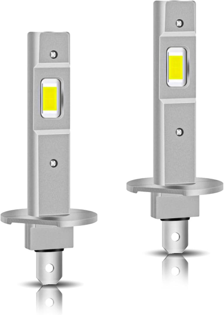2PCS H1 LED Bulb, 1:1 Mini Size Fog Light Bulbs, 800% Brighter 6500K Cool White, Plug and Play, No Adapter Required Interior Lights Dome Map Door License Plate Lights Raplacement, Pack of 2