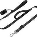 Wisedog Durable Two Handle Dog Leash: Dog Leash Heavy Duty with Dual Soft Padded Handles, Adjustable Length as Short Leash for Medium Large Dogs (Classic Black, S|0.8" x 4.2 ft-5 ft)