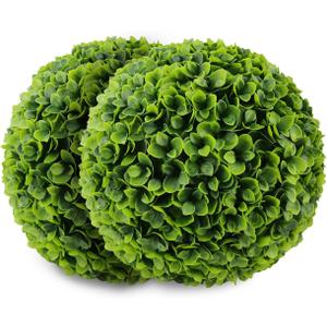 Sunnyglade 2 PCS 15.7 inch 3 Layers Artificial Plant Topiary Ball Faux Boxwood Decorative Balls for Backyard, Balcony,Garden, Wedding and Home Dcor