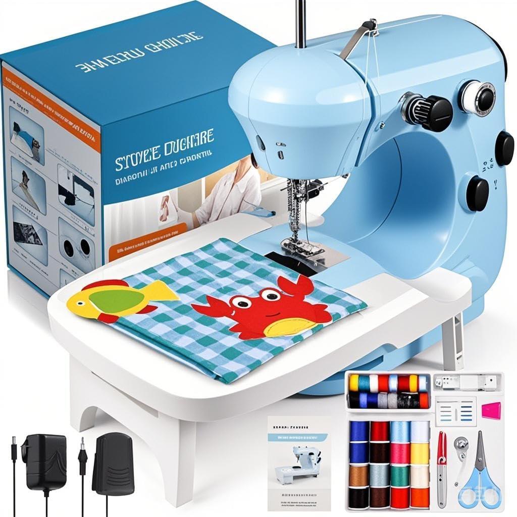 Sewing Machine, Mini Sewing Machine for Beginner with Eco-Friendly Material, Dual Speed Portable Sewing Machines with Extension Table, Light - Easy to Use, Best Gift for Kids and Women