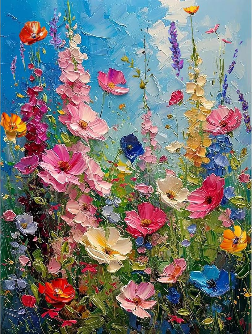 Hutarosl Wild Flowers Paint by Numbers Kits for Adults - Flowers Paint by Number Adult,Flower Canvas Paint by Numbers for Adults,DIY Oil Painting Kits for Gifts Home Decor 16x20in