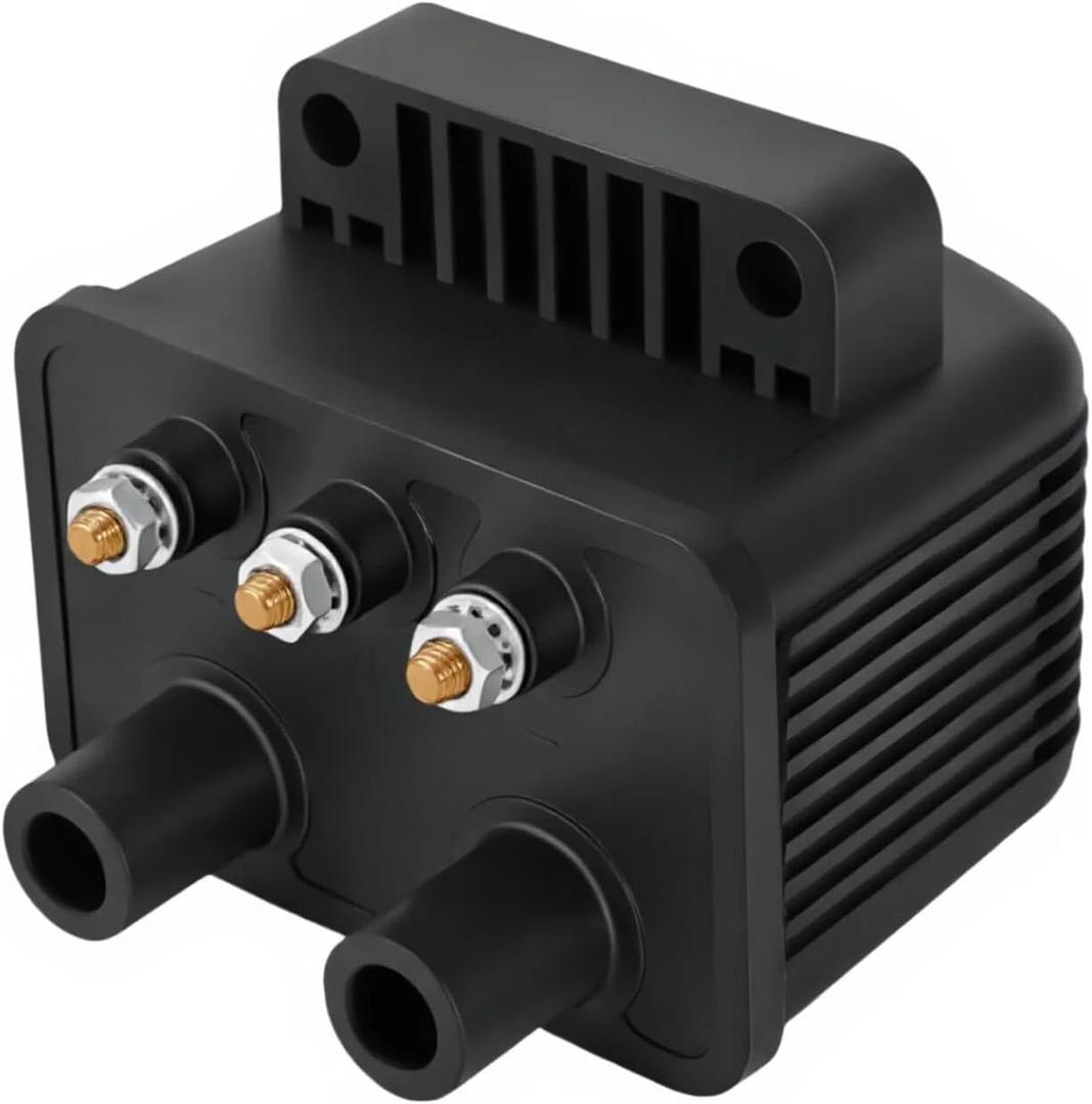 53-434 Ignition Coil Single Fire 3 Ohm 12V for Harley Sportster 883 1200 XL Dyna Softail Touring 1984-2003, Fits Evo Twin Cam Big Twin, Replaces Stock Coil, Black